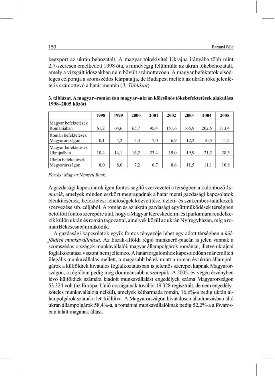 A magyar befektetõk elsõdleges célpontja a szomszédos Kárpátalja, de Budapest mellett az ukrán tõke jelenléte is számottevõ a határ mentén (3. Táblázat). 3. táblázat.