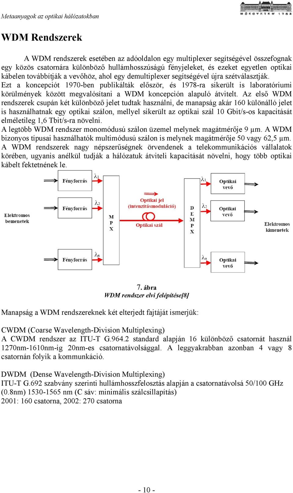 Ezt a koncepciót 1970-ben publikálták először, és 1978-ra sikerült is laboratóriumi körülmények között megvalósítani a WDM koncepción alapuló átvitelt.