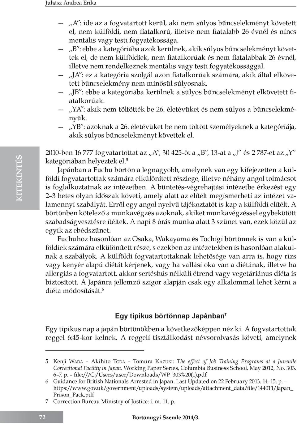 fogyatékossággal. JA : ez a kategória szolgál azon fiatalkorúak számára, akik által elkövetett bűncselekmény nem minősül súlyosnak.