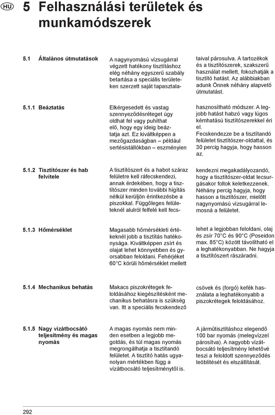 A tartozékok és a tisztítószerek, szakszerű használat mellett, fokozhatják a tisztító hatást. Az alábbiakban adunk Önnek néhány alapvető útmutatást. 5.1.