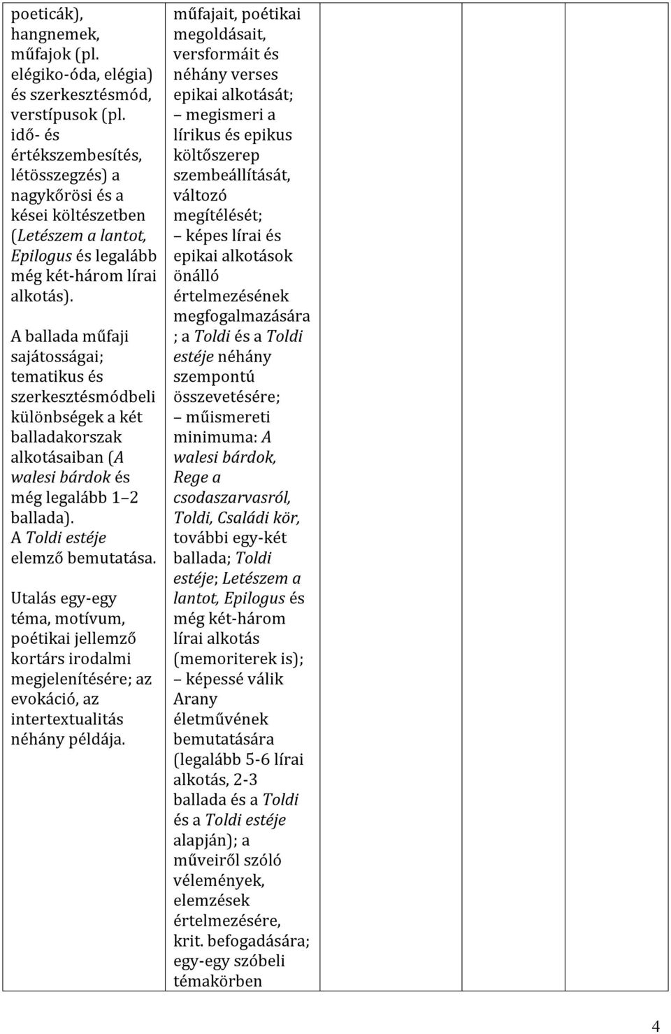 A ballada műfaji sajátosságai; tematikus és szerkesztésmódbeli különbségek a két balladakorszak alkotásaiban (A walesi bárdok és még legalább 1 2 ballada). A Toldi estéje elemző bemutatása.