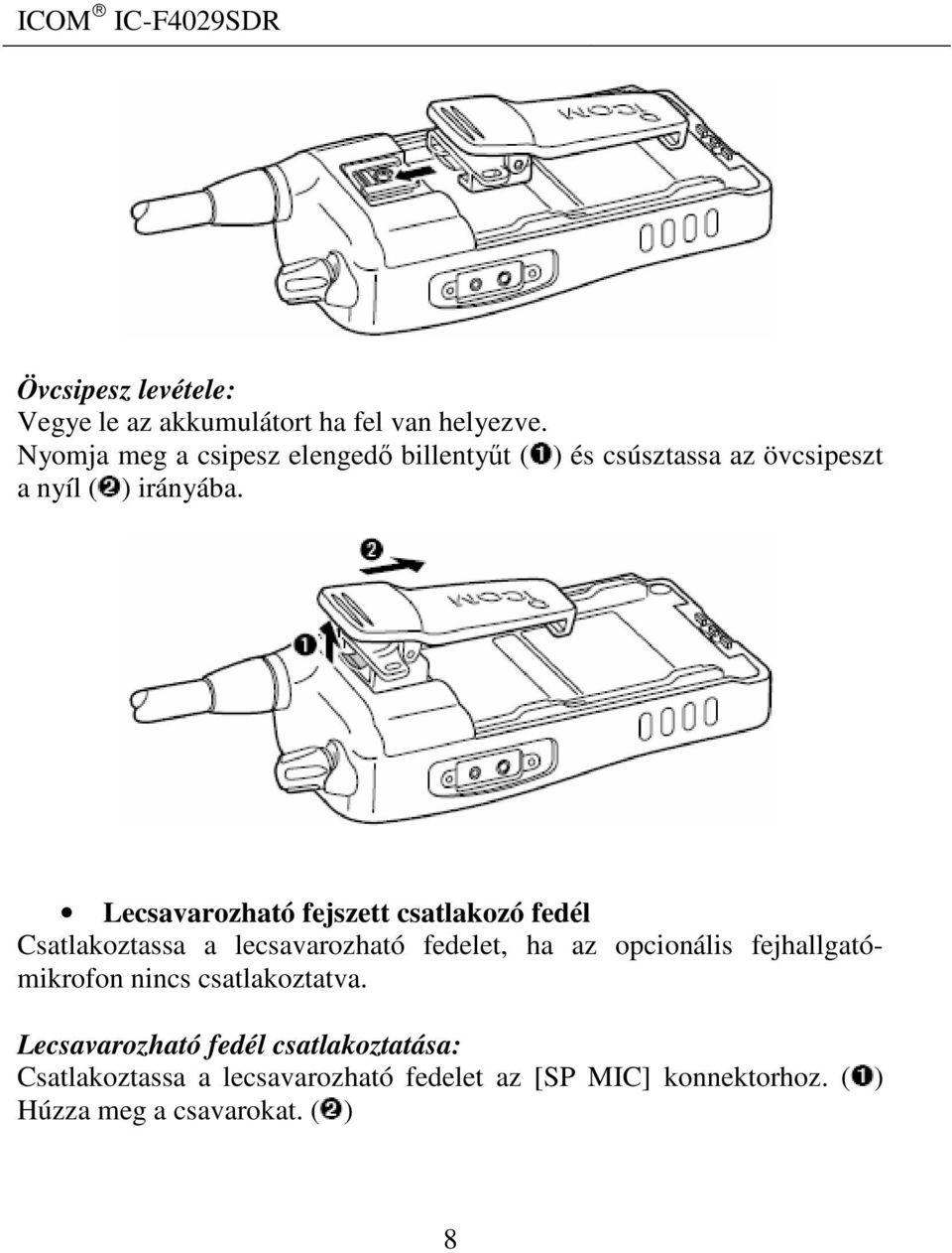 Lecsavarozható fejszett csatlakozó fedél Csatlakoztassa a lecsavarozható fedelet, ha az opcionális