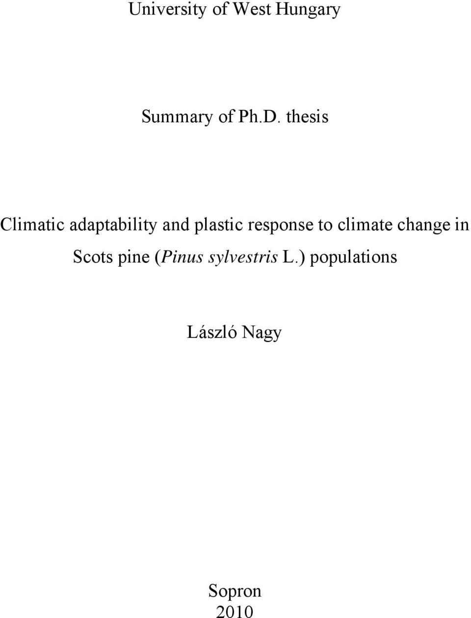 response to climate change in Scots pine