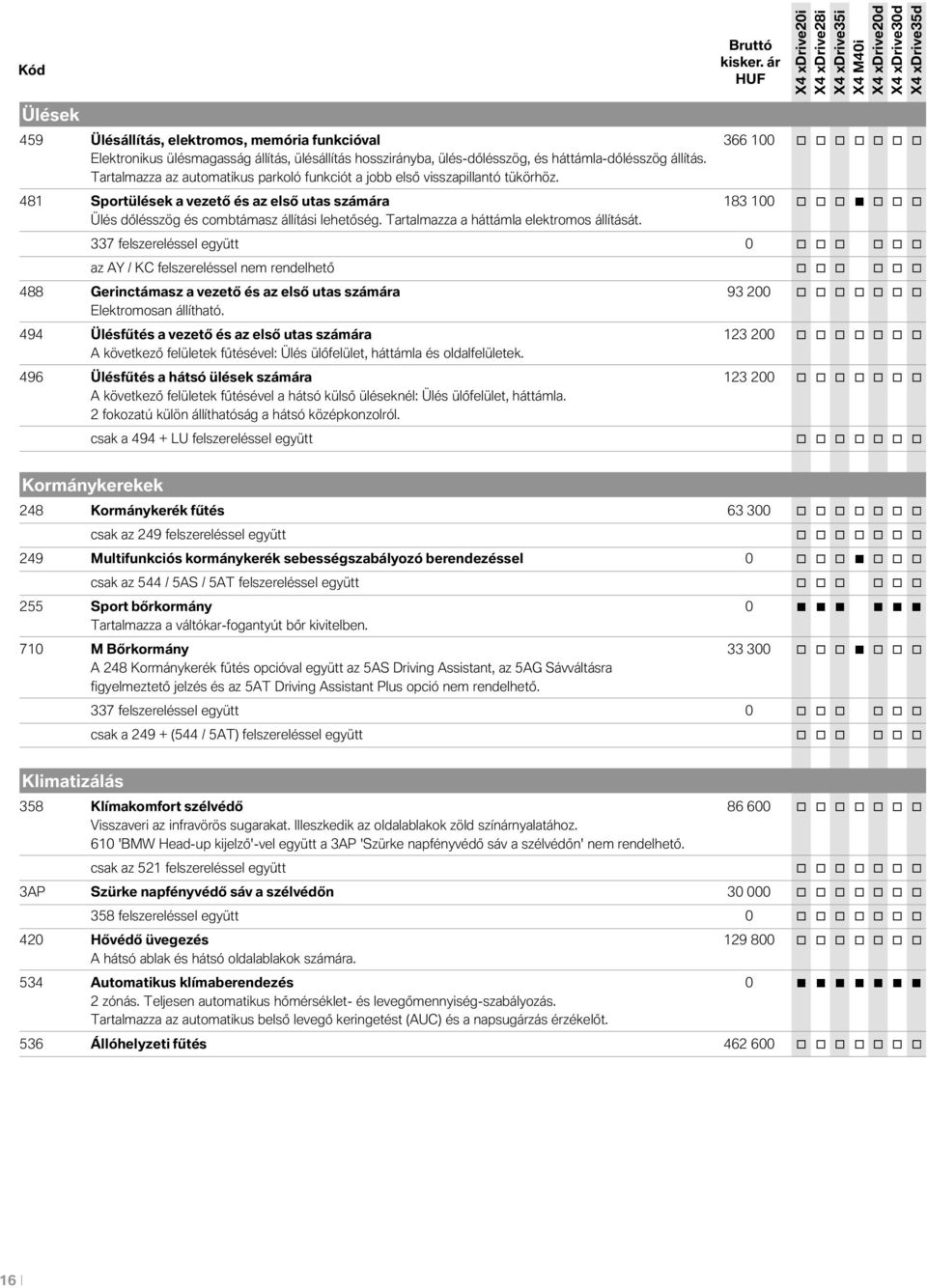 Tartalmazza a háttámla elektromos állítását.