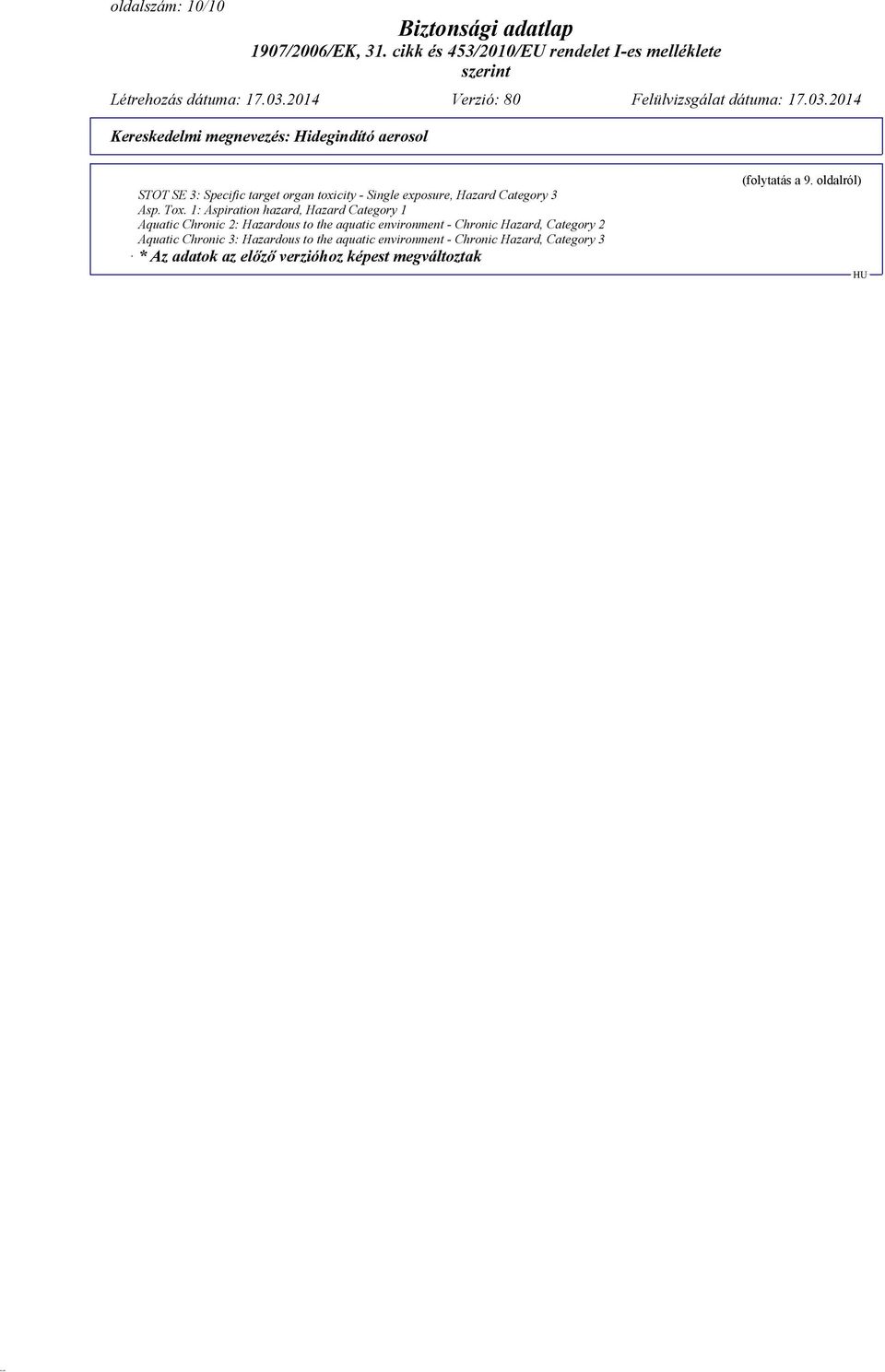 1: Aspiration hazard, Hazard Category 1 Aquatic Chronic 2: Hazardous to the aquatic environment -