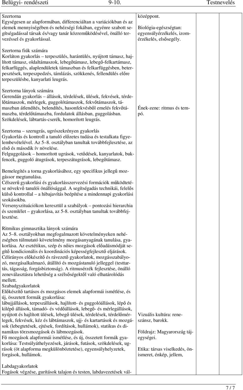 Szertorna fiúk számára Korláton gyakorlás terpeszülés, harántülés, nyújtott támasz, hajlított támasz, oldaltámaszok, lebegőtámasz, lebegő-felkartámasz, felkarfüggés, alaplendületek támaszban és