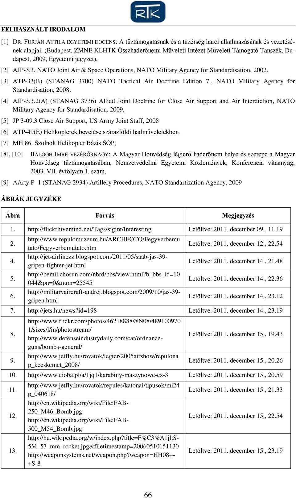 2009, Egyetemi jegyzet), [2] AJP-3.3. NATO Joint Air & Space Operations, NATO Military Agency for Standardisation, 2002. [3] ATP-33(B) (STANAG 3700) NATO Tactical Air Doctrine Edition 7.