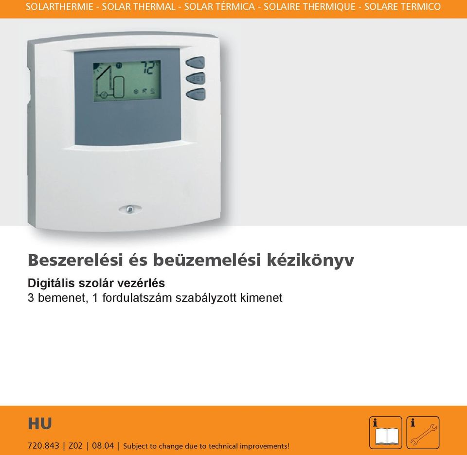 szolár vezérlés 3 bemenet, 1 fordulatszám szabályzott kimenet HU