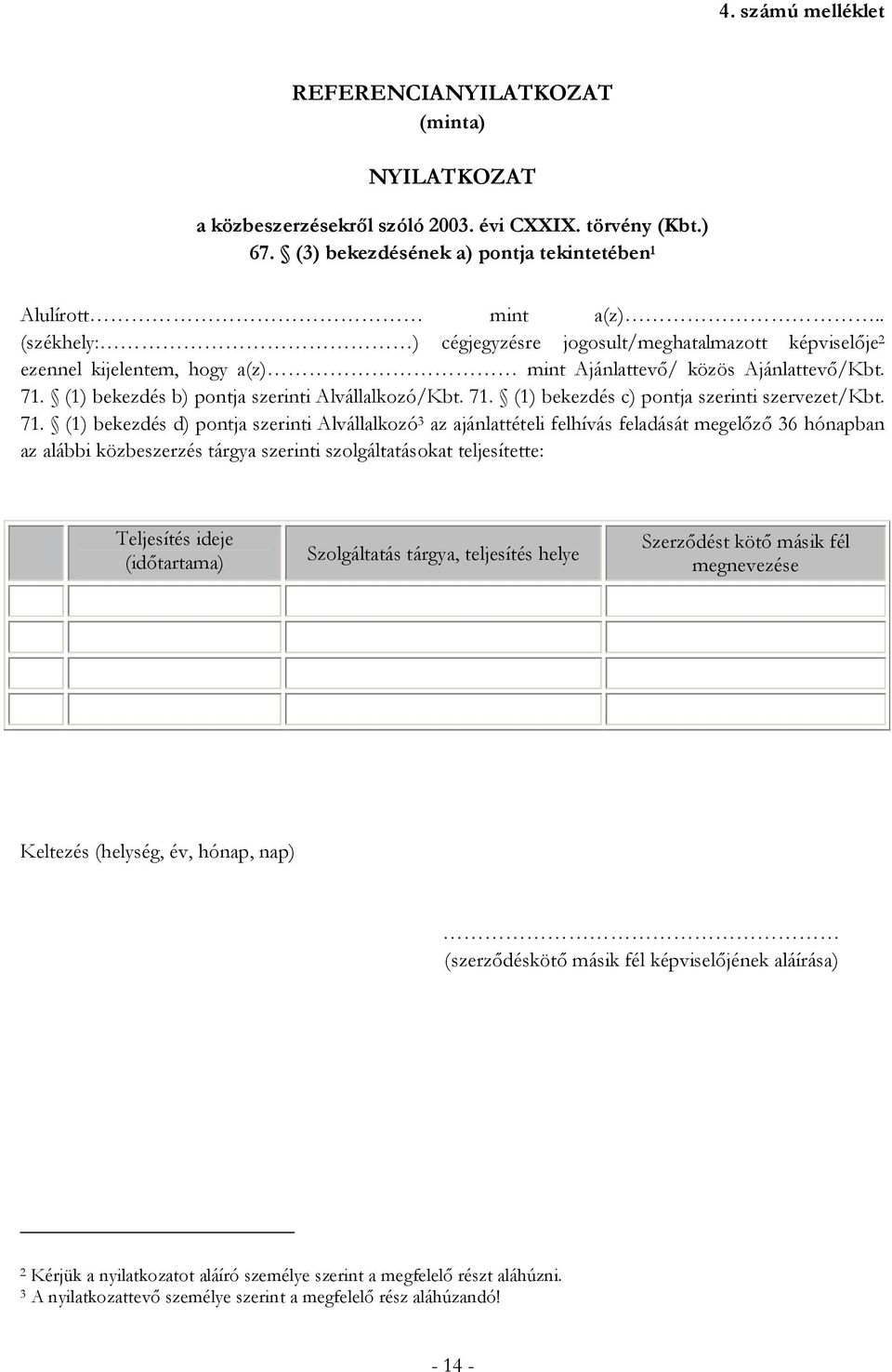 71. (1) bekezdés d) pontja szerinti Alvállalkozó 3 az ajánlattételi felhívás feladását megelőző 36 hónapban az alábbi közbeszerzés tárgya szerinti szolgáltatásokat teljesítette: Teljesítés ideje