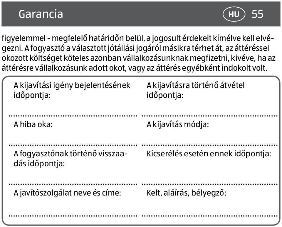 kivéve, ha az áttérésre vállalkozásunk adott okot, vagy az áttérés egyébként indokolt volt.