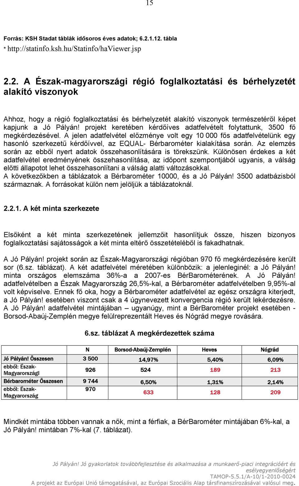 alakító viszonyok természetéről képet kapjunk a projekt keretében kérdőíves adatfelvételt folytattunk, 3500 fő megkérdezésével.