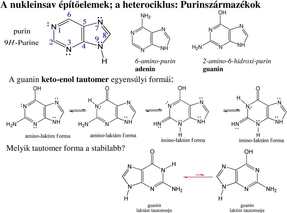 keto-enol tautomer egyensúlyi formái: 2