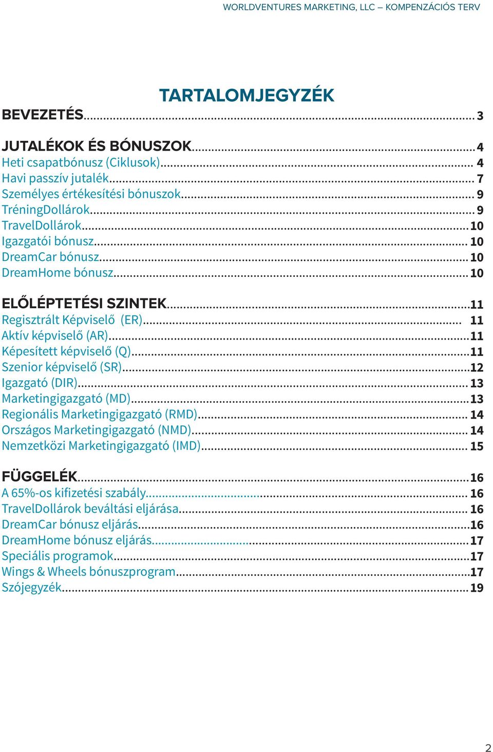 .. 11 Szenior képviselő (SR)... 12 Igazgató (DIR)... 13 Marketingigazgató (MD)... 13 Regionális Marketingigazgató (RMD)... 14 Országos Marketingigazgató (NMD)... 14 Nemzetközi Marketingigazgató (IMD).