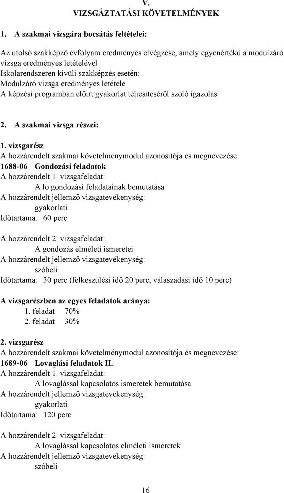 Modulzáró vizsga eredményes letétele A képzési programban előírt gyakorlat teljesítéséről szóló igazolás 2. A szakmai vizsga részei: 1.