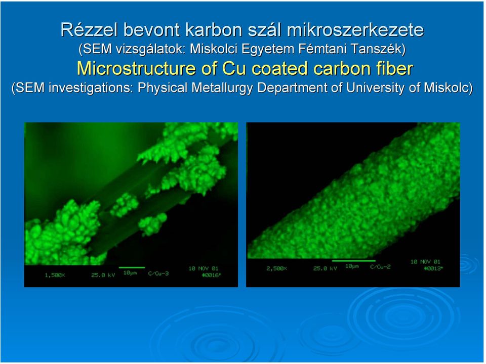 Microstructure of Cu coated carbon fiber (SEM