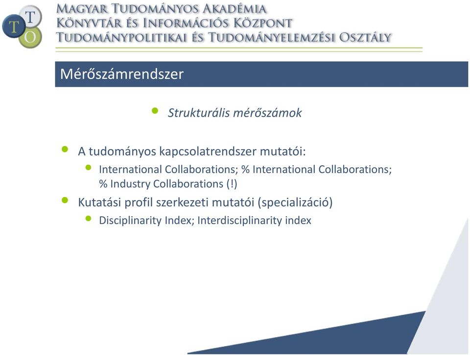 International Collaborations; % Industry Collaborations (!