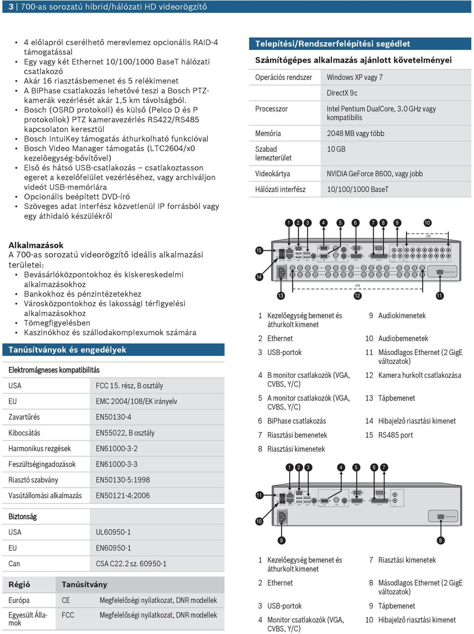 Ethernet 3 700-as sorozatú hibrid/hálózati HD videorögzítő 4 előlapról cserélhető merevlemez opcionális RID-4 támogatással Egy vagy két Ethernet 10/100/1000 BaseT hálózati csatlakozó kár 16