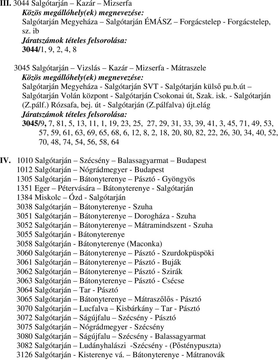 isk. - Salgótarján (Z.pálf.) Rózsafa, bej. út - Salgótarján (Z.pálfalva) újt.