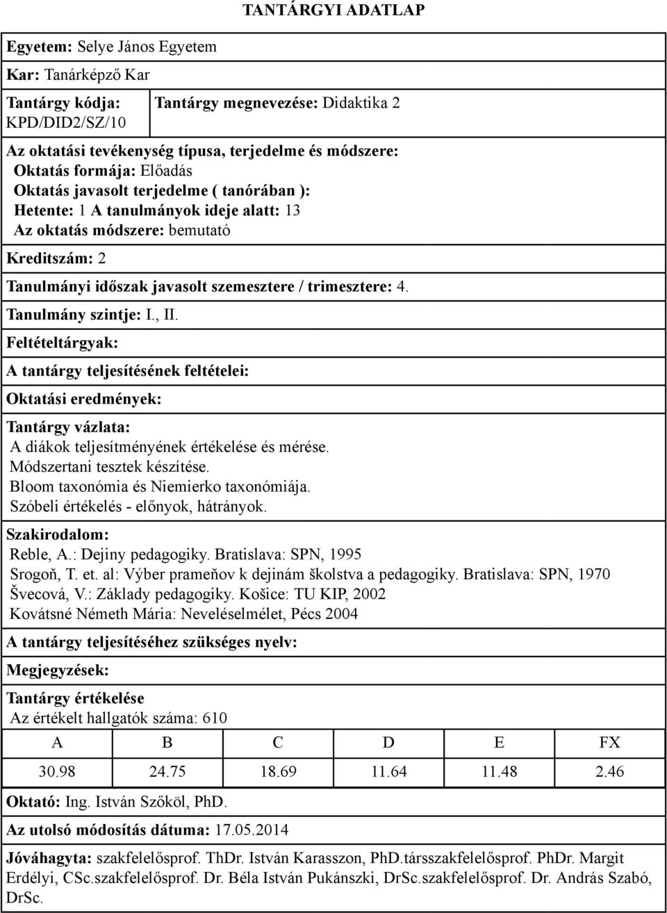 : Dejiny pedagogiky. Bratislava: SPN, 1995 Srogoň, T. et. al: Výber prameňov k dejinám školstva a pedagogiky. Bratislava: SPN, 1970 Švecová, V.: Základy pedagogiky.