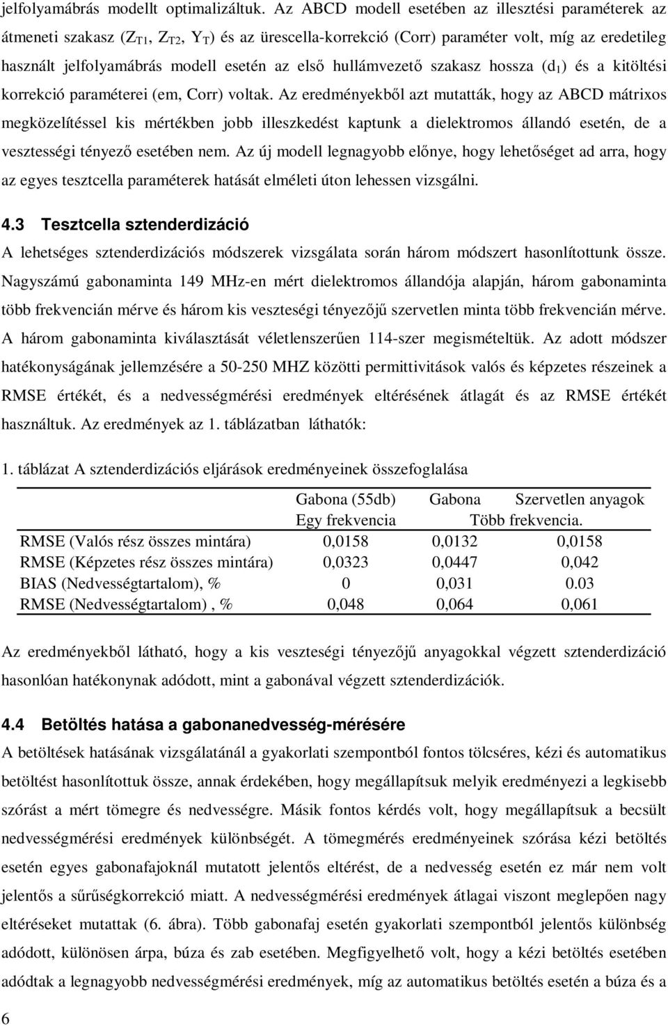 hullámvezető hossza (d 1 ) és a kitöltési korrekció paraméterei (em, Corr) voltak.