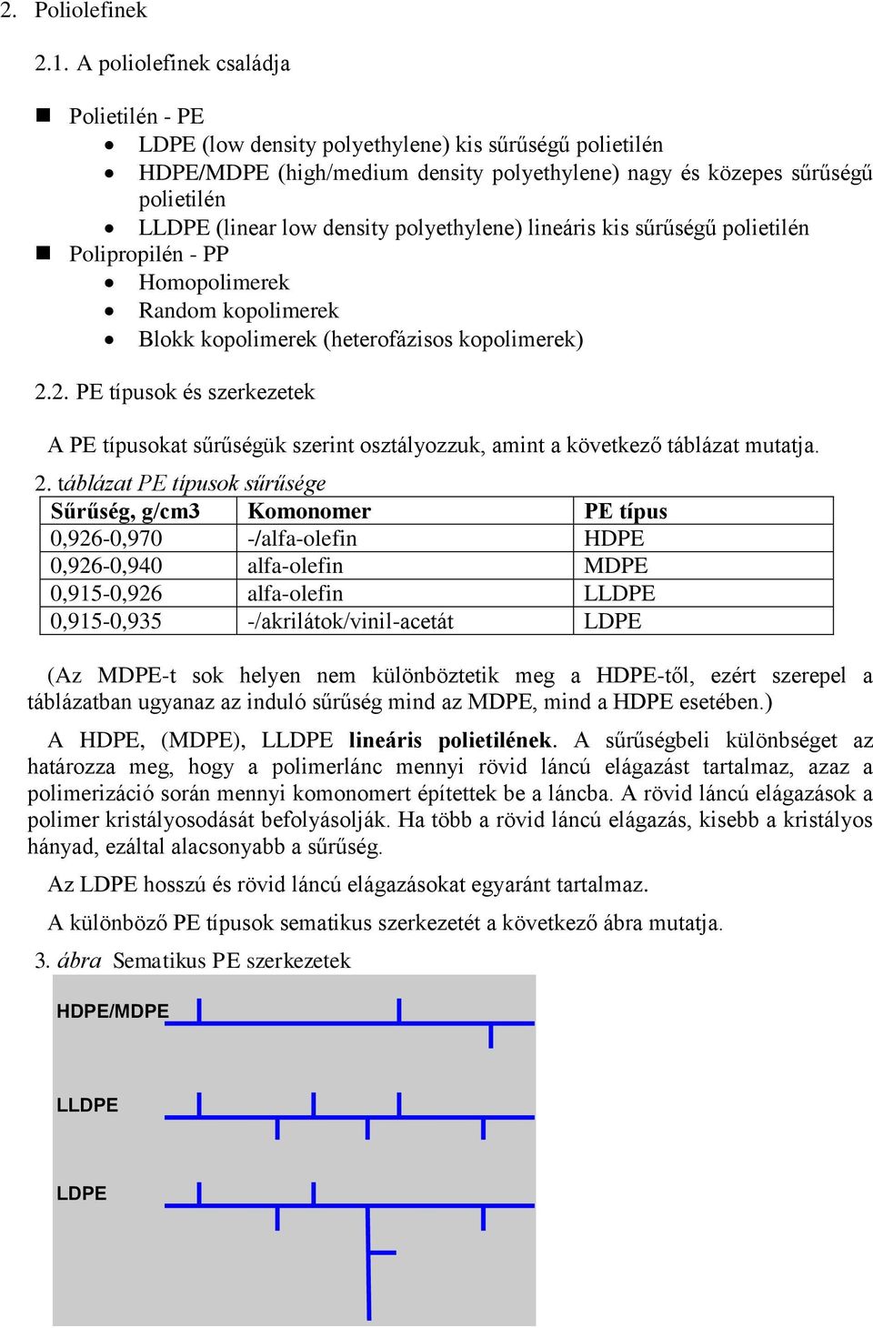 polyethylene) lneárs ks sűrűségű poletlén Polproplén - PP Homopolmerek Random kopolmerek Blokk kopolmerek (heterofázsos kopolmerek) 2.