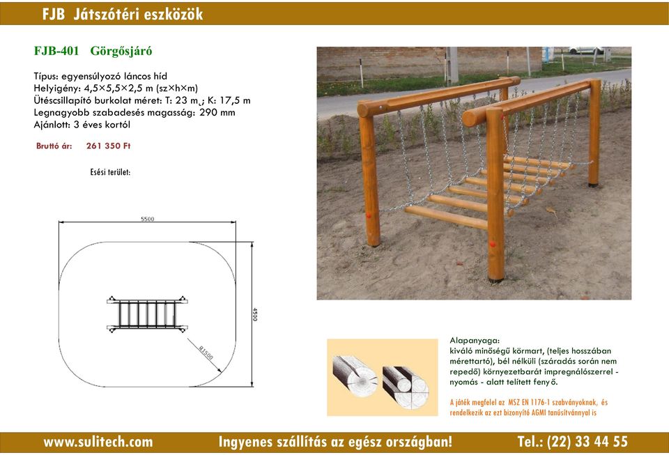 Ütéscsillapító burkolat méret: T: 23 m ; K: