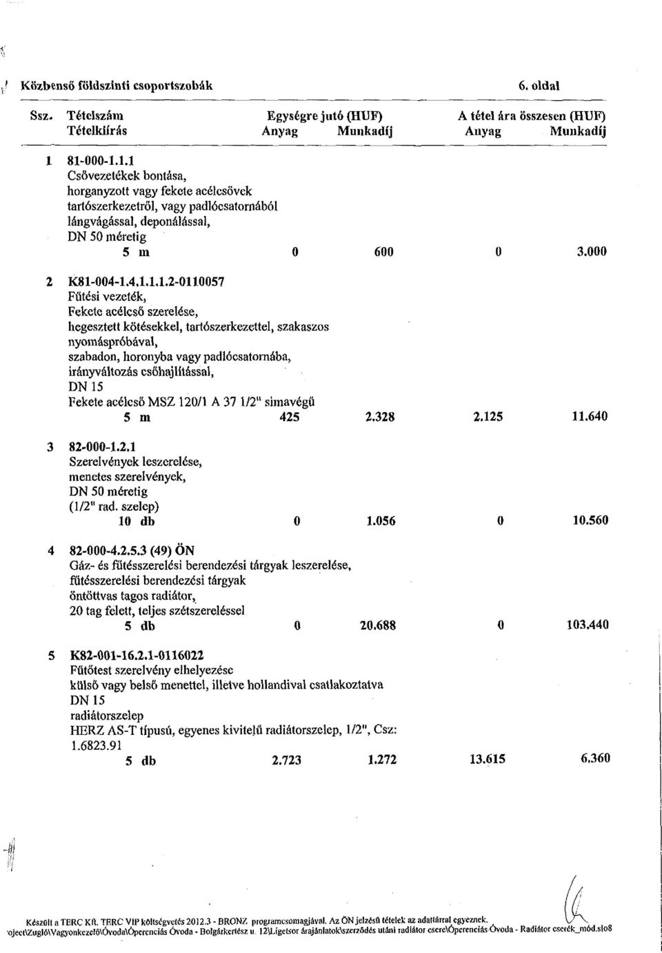 K81-004-1.4.1.1.1.2-0110057 Fűtési vezeték, Fekete acélcső szerelése, hegesztett kötésekkel, tartószerkezettel, szakaszos nyomáspróbával, szabadon, horonyba vagy padlócsatornába, irányváltozás