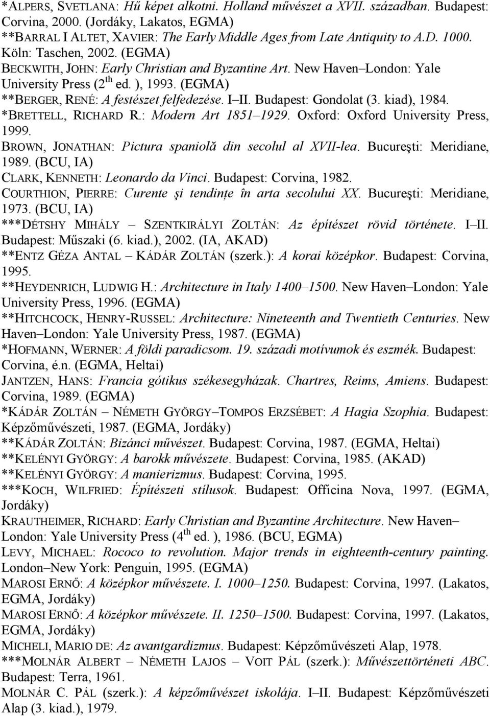 Budapest: Gondolat (3. kiad), 1984. *BRETTELL, RICHARD R.: Modern Art 1851 1929. Oxford: Oxford University Press, 1999. BROWN, JONATHAN: Pictura spaniolă din secolul al XVII-lea.