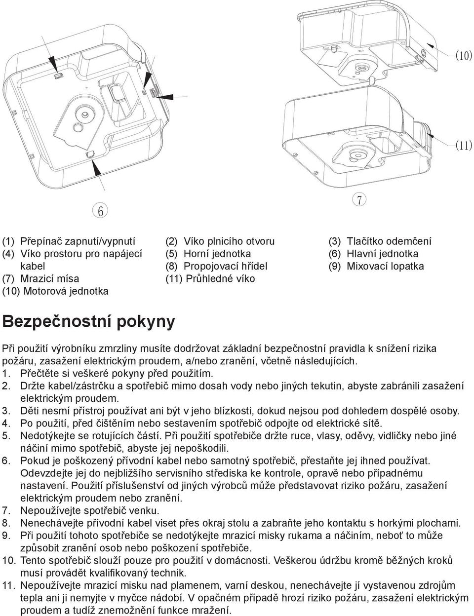 elektrickým proudem, a/nebo zranění, včetně následujících. 1. Přečtěte si veškeré pokyny před použitím. 2.