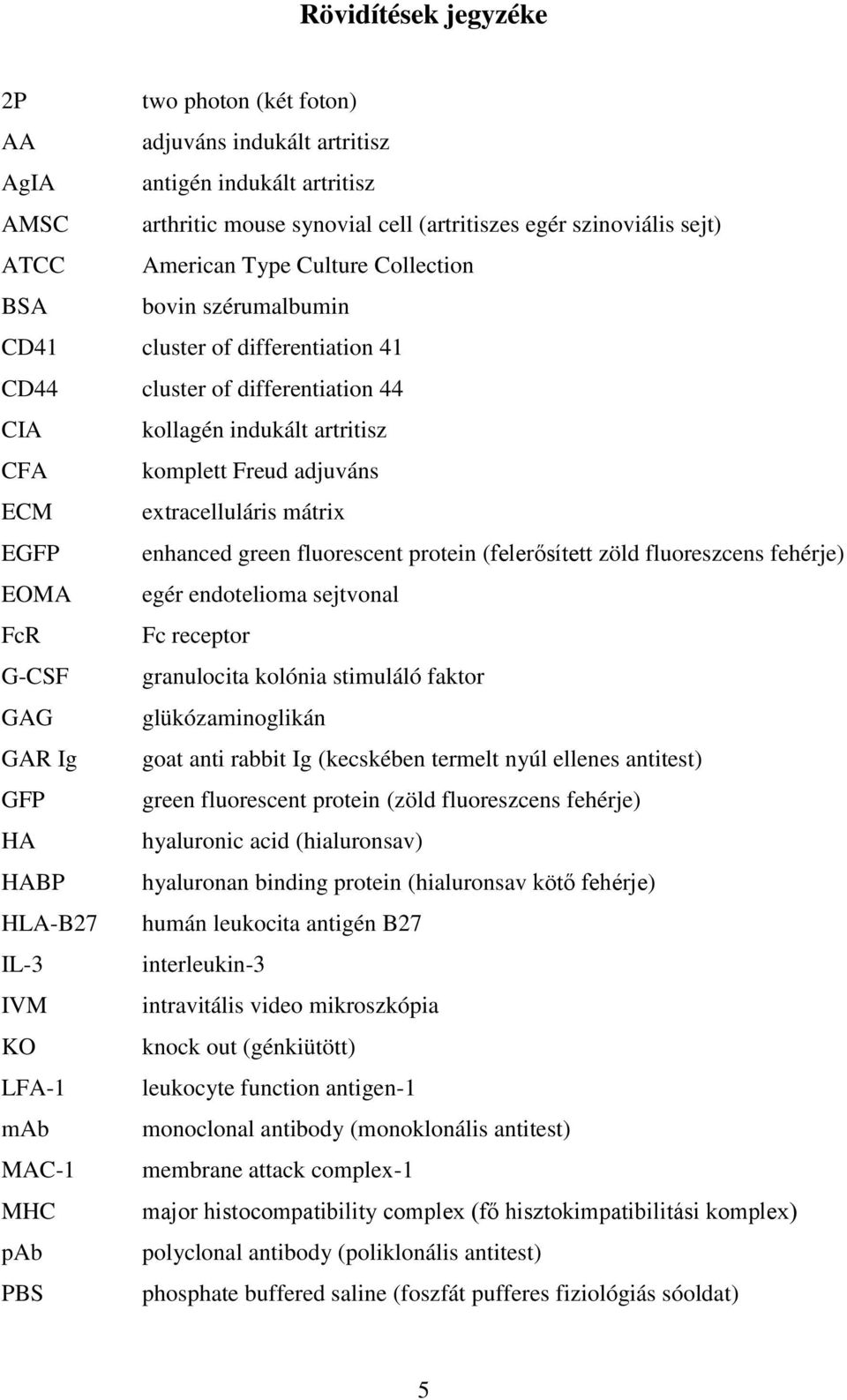 EGFP enhanced green fluorescent protein (felerősített zöld fluoreszcens fehérje) EOMA egér endotelioma sejtvonal FcR Fc receptor G-CSF granulocita kolónia stimuláló faktor GAG glükózaminoglikán GAR