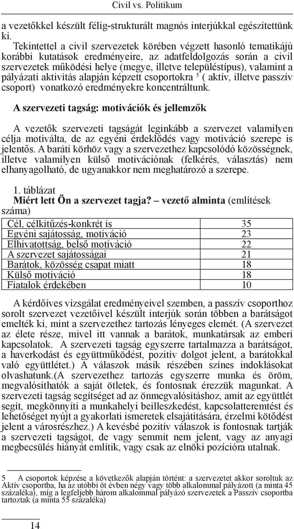 valamint a pályázati aktivitás alapján képzett csoportokra 5 ( aktív, illetve passzív csoport) vonatkozó eredményekre koncentráltunk.