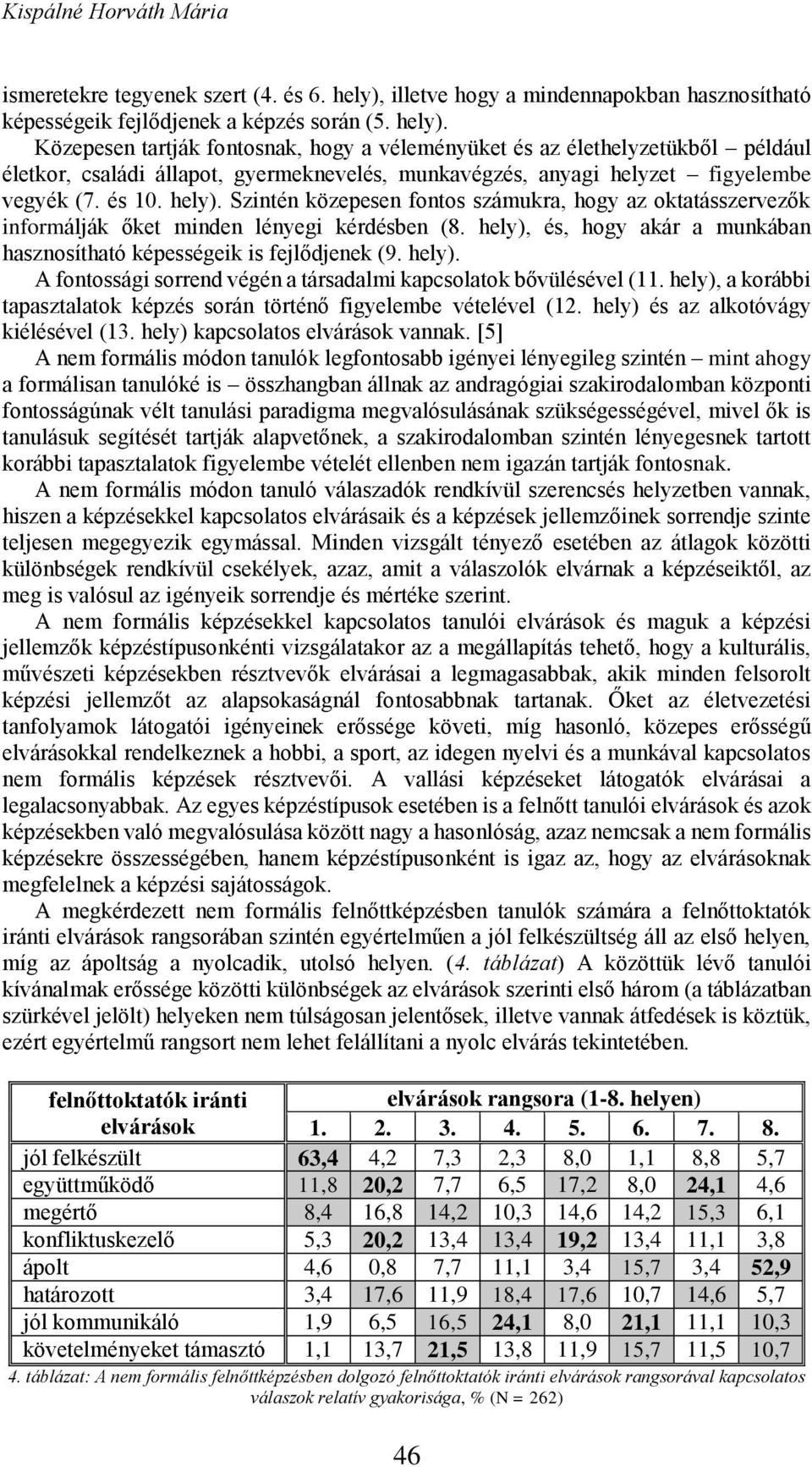 Közepesen tartják fontosnak, hogy a véleményüket és az élethelyzetükből például életkor, családi állapot, gyermeknevelés, munkavégzés, anyagi helyzet figyelembe vegyék (7. és 10. hely).