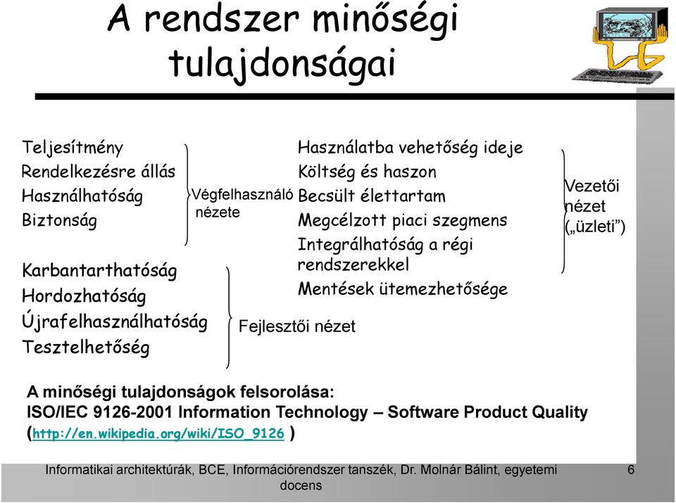 Megcélzott piaci szegmens Integrálhatóság a régi rendszerekkel Fejlesztői nézet Mentések ütemezhetősége Vezetői nézet ( üzleti ) A