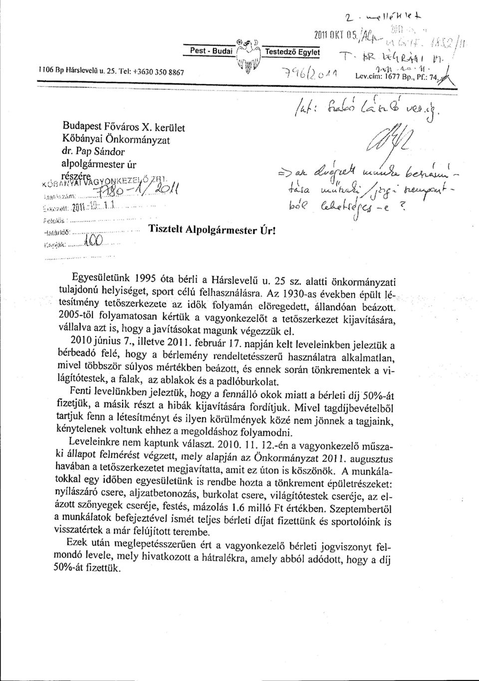 .. ---------------- -- - - -.. - "~---------- -------~------ Budapest Főváros X. kerület Kőbányai Önkormányzat dr. Pap Sándor ajpolgármester úr. rés.zy' re...,., "-"'~,.;;! ö un.