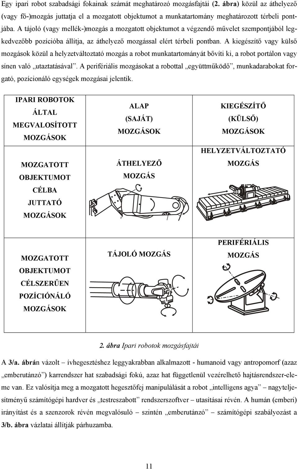 A kiegészítő vagy külső mozgások közül a helyzetváltoztató mozgás a robot munkatartományát bővíti ki, a robot portálon vagy sínen való utaztatásával.