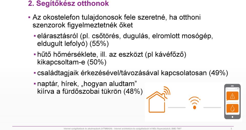 az eszközt (pl kávéfőző) kikapcsoltam-e (50%) családtagjaik érkezésével/távozásával kapcsolatosan (49%) naptár, hírek, hogyan