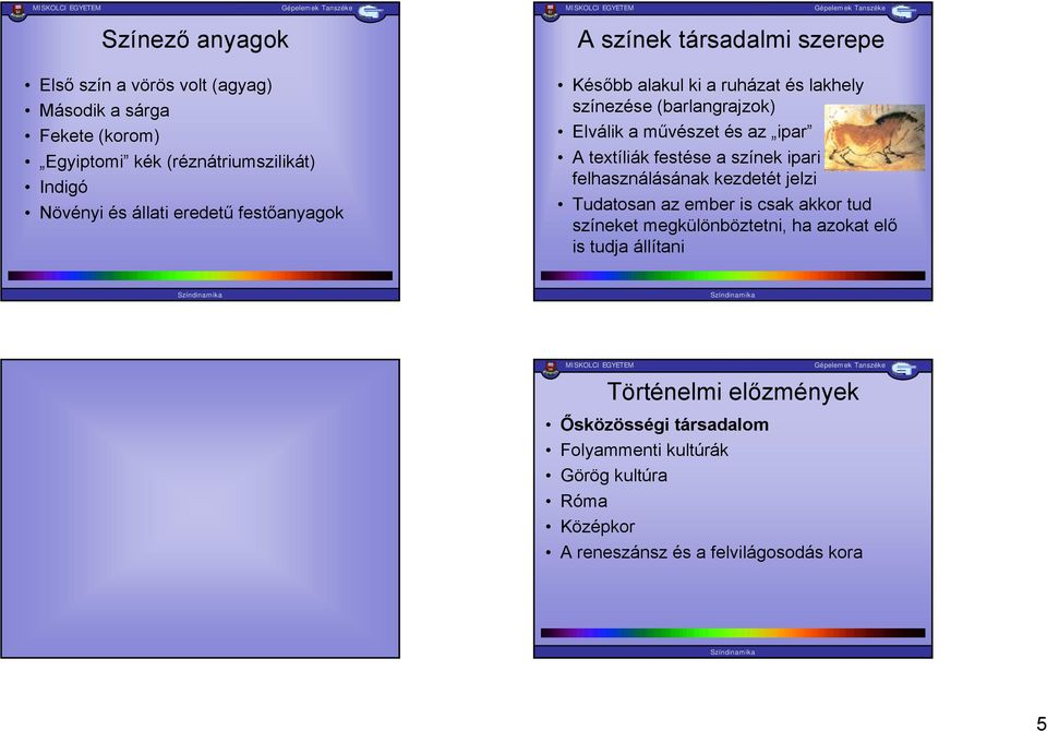 textíliák festése a színek ipari felhasználásának kezdetét jelzi Tudatosan az ember is csak akkor tud színeket megkülönböztetni, ha azokat elő