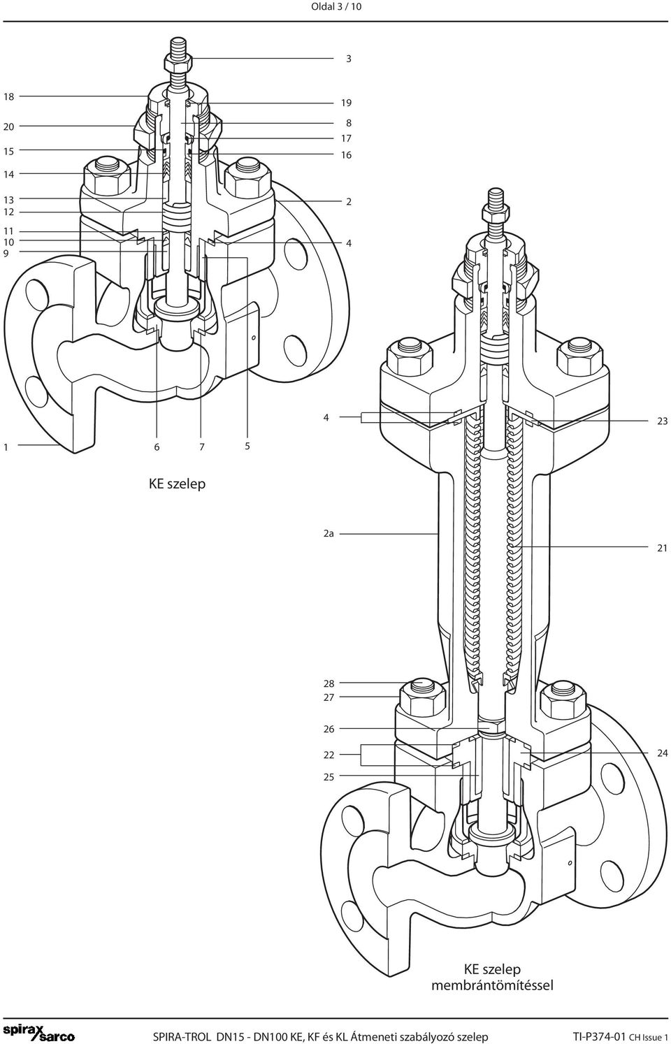 szelep membrántömítéssel PIR-TROL DN15 - DN100 K, KF