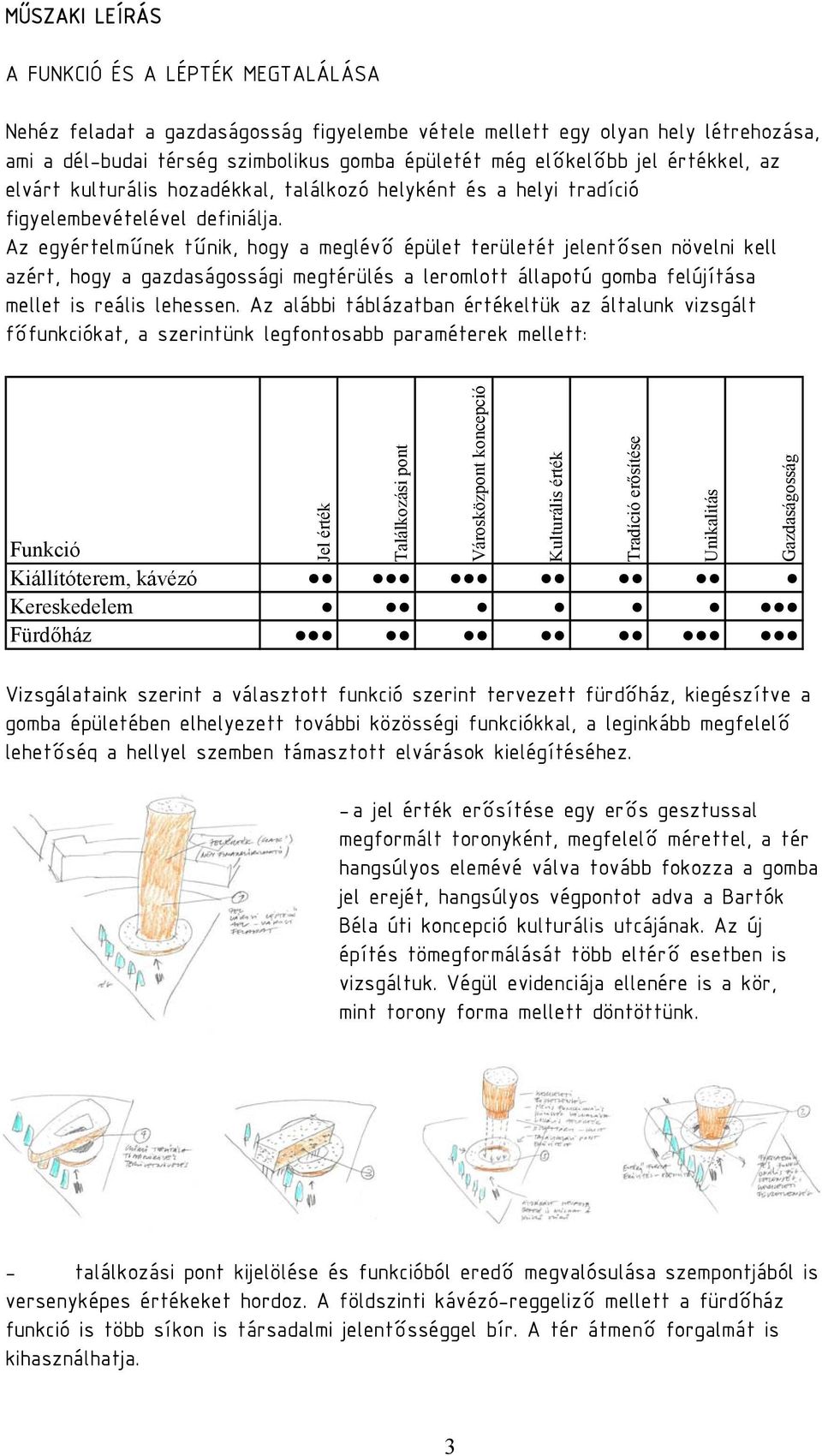 Az egyértelműnek tűnik, hogy a meglévő épület területét jelentősen növelni kell azért, hogy a gazdaságossági megtérülés a leromlott állapotú gomba felújítása mellet is reális lehessen.