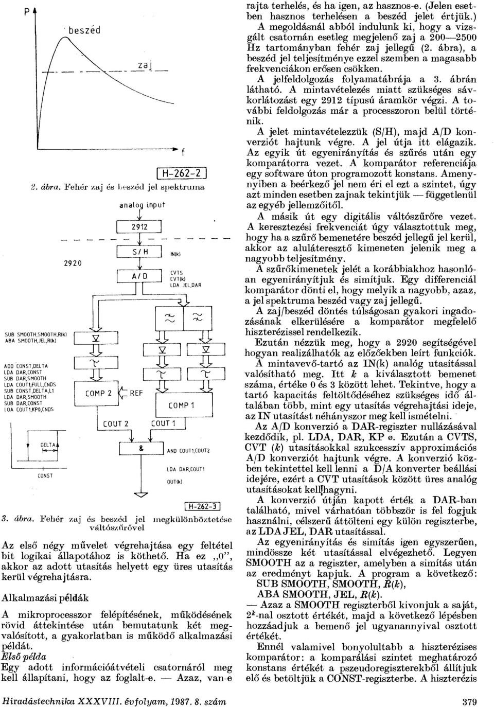 Fehér zaj és beszéd jel megkülönböztetése váltósziüővel Az első négy művelet végrehajtása egy feltétel bit logikai állapotához is köthető.