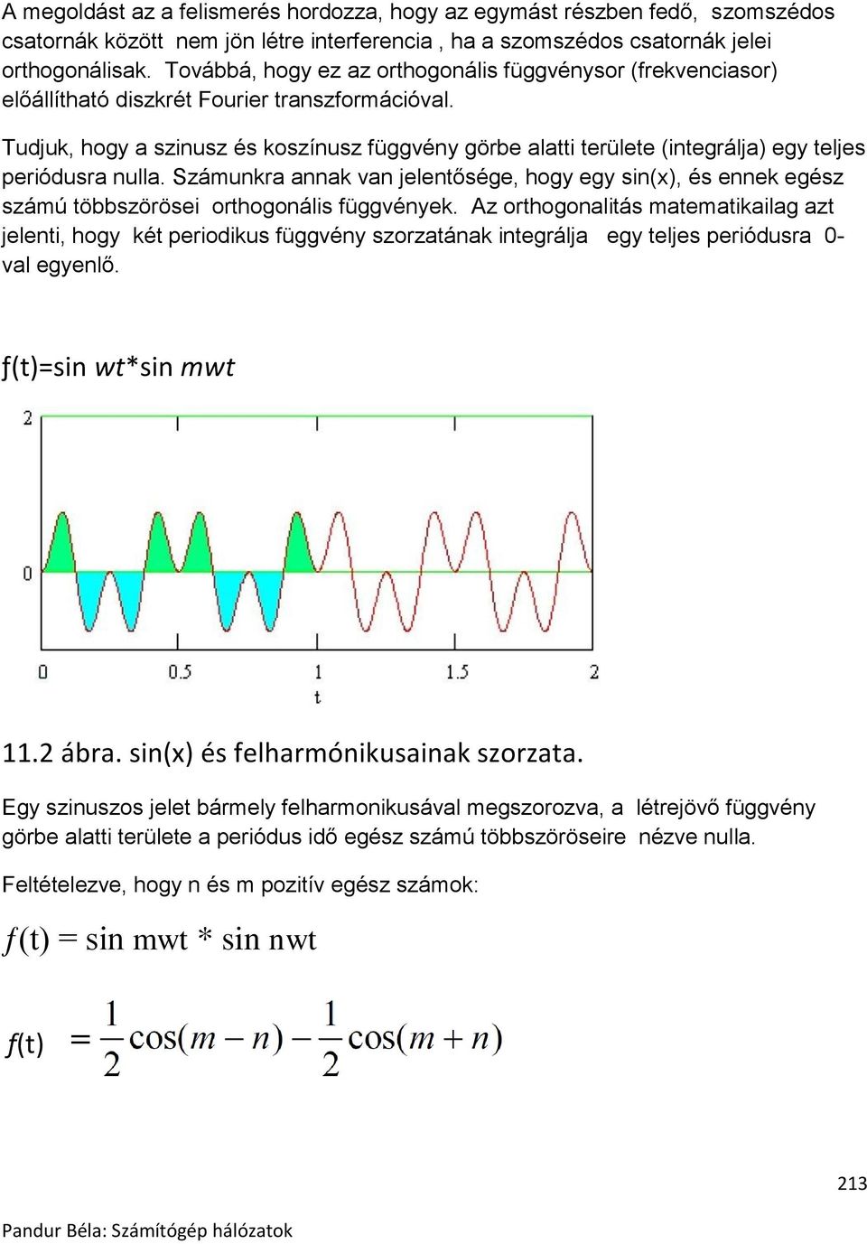 Tudjuk, hogy a szinusz és koszínusz függvény görbe alatti területe (integrálja) egy teljes periódusra nulla.