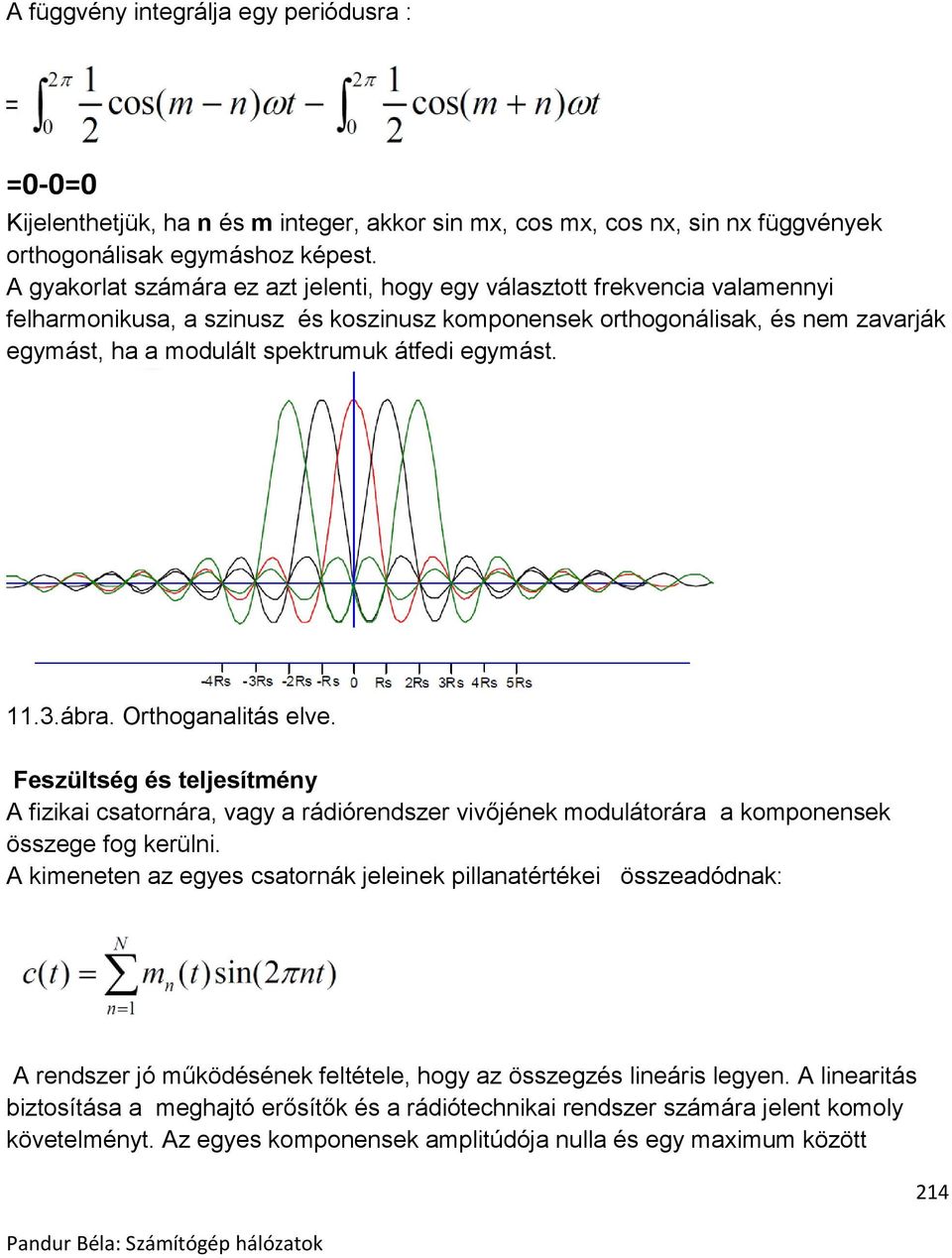 átfedi egymást. 11.3.ábra. Orthoganalitás elve. Feszültség és teljesítmény A fizikai csatornára, vagy a rádiórendszer vivőjének modulátorára a komponensek összege fog kerülni.