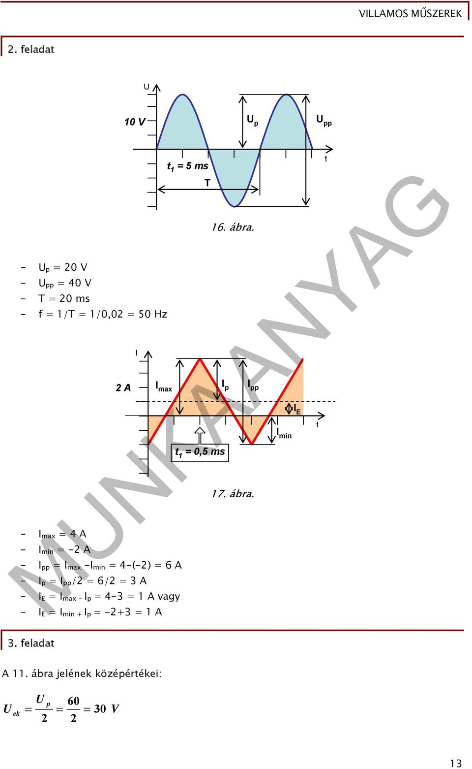 = I max - I p = 4-3 = 1 A vagy - I E = I min + I p = -2+3 = 1 A 3.