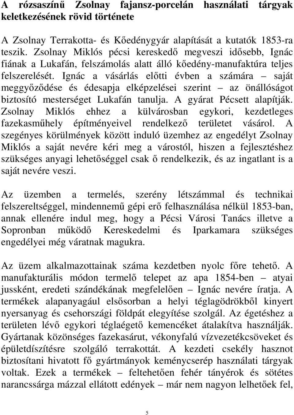 Ignác a vásárlás előtti évben a számára saját meggyőződése és édesapja elképzelései szerint az önállóságot biztosító mesterséget Lukafán tanulja. A gyárat Pécsett alapítják.