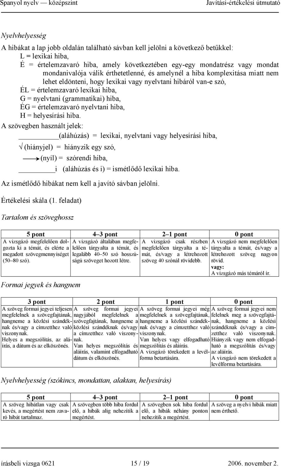 (grammatikai) hiba, ÉG = értelemzavaró nyelvtani hiba, H = helyesírási hiba.