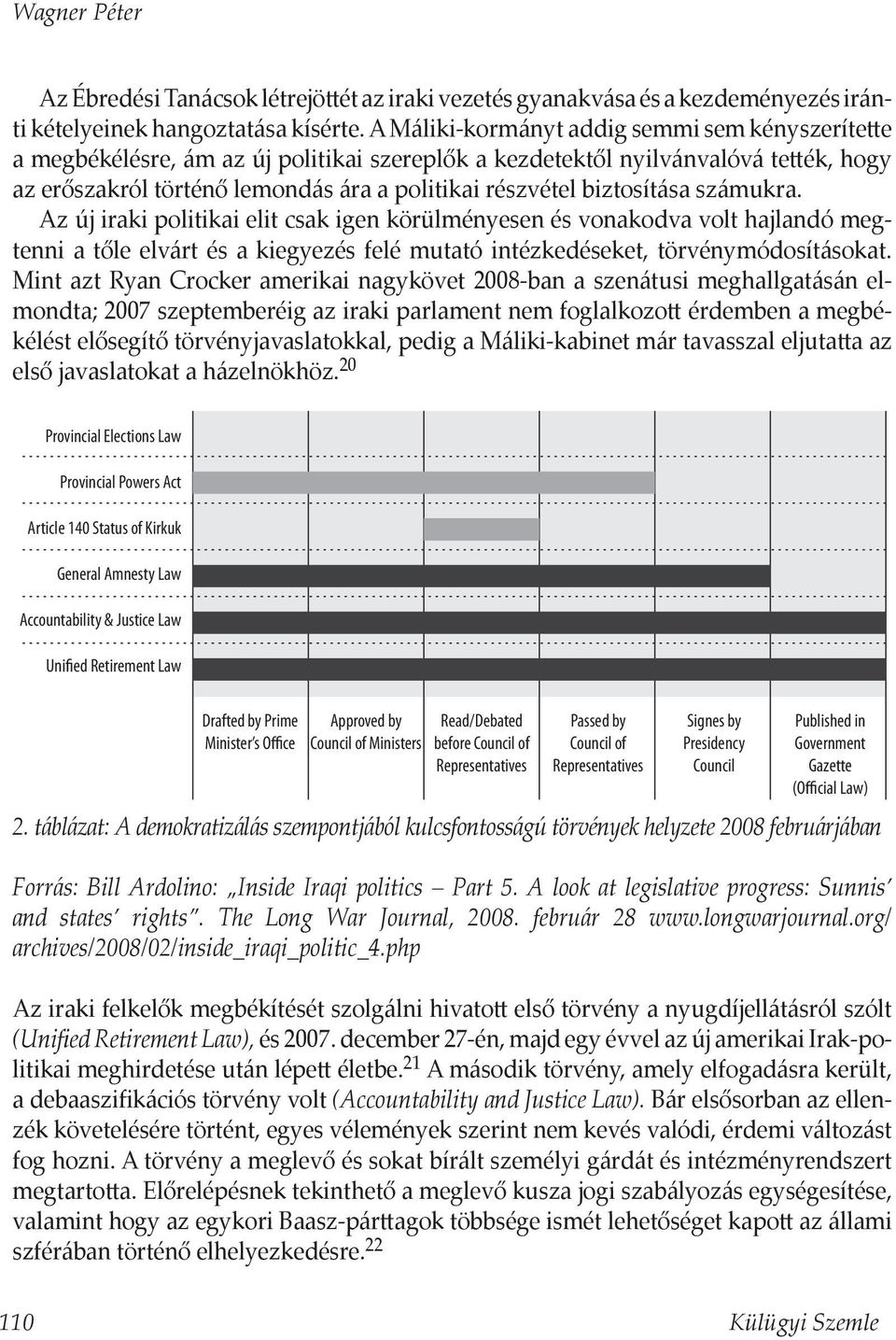 biztosítása számukra. Az új iraki politikai elit csak igen körülményesen és vonakodva volt hajlandó megtenni a tőle elvárt és a kiegyezés felé mutató intézkedéseket, törvénymódosításokat.