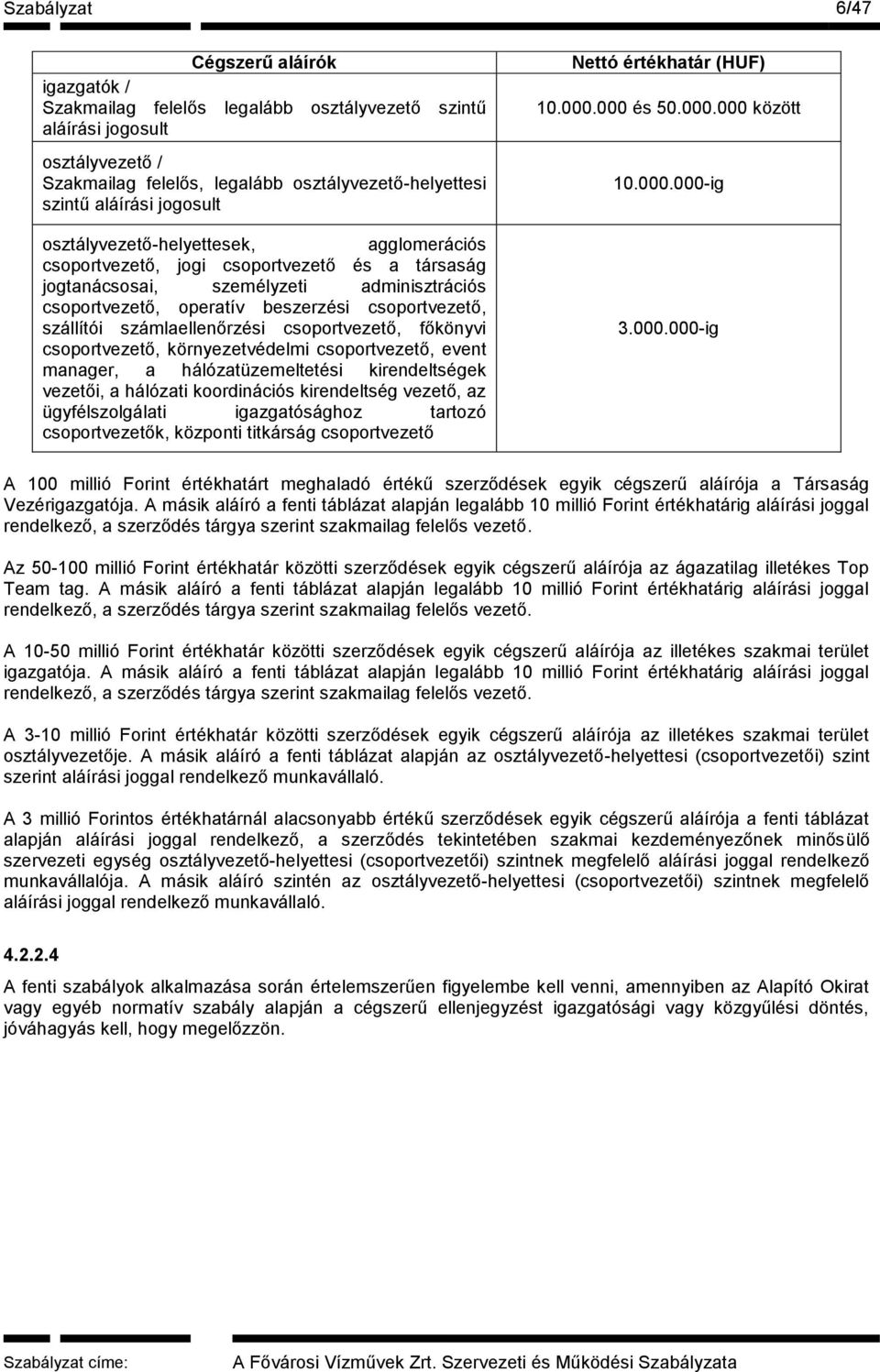 szállítói számlaellenőrzési csoportvezető, főkönyvi csoportvezető, környezetvédelmi csoportvezető, event manager, a hálózatüzemeltetési kirendeltségek vezetői, a hálózati koordinációs kirendeltség