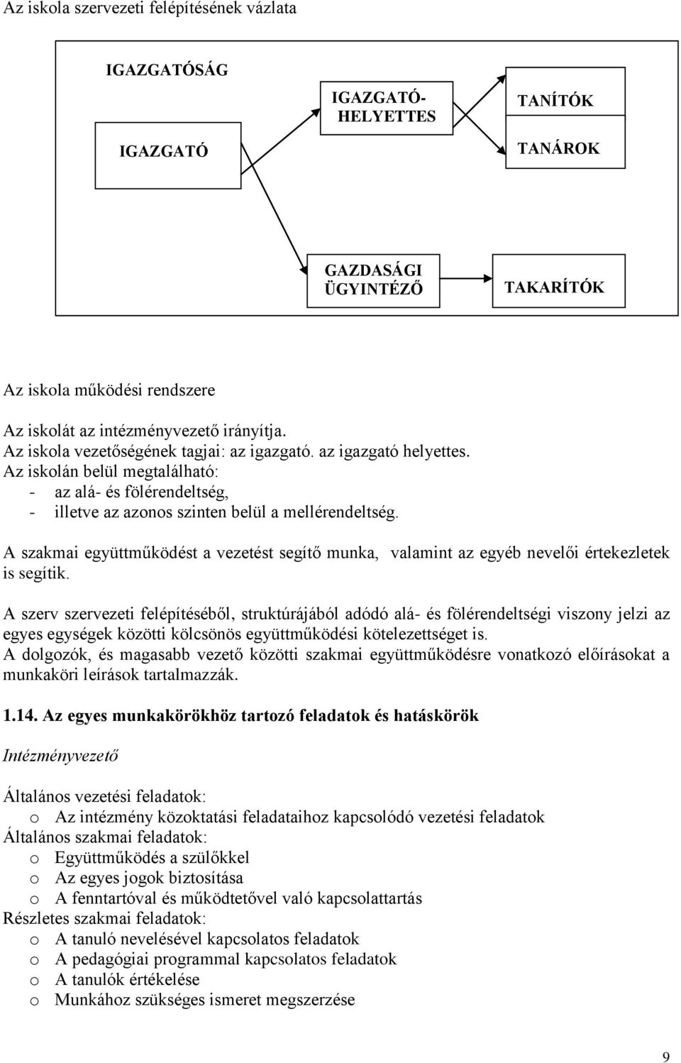 A szakmai együttműködést a vezetést segítő munka, valamint az egyéb nevelői értekezletek is segítik.