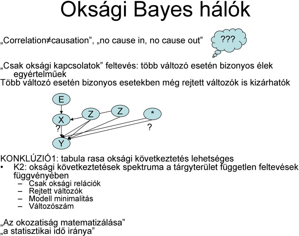 még rejtett változók is kizárhatók E?