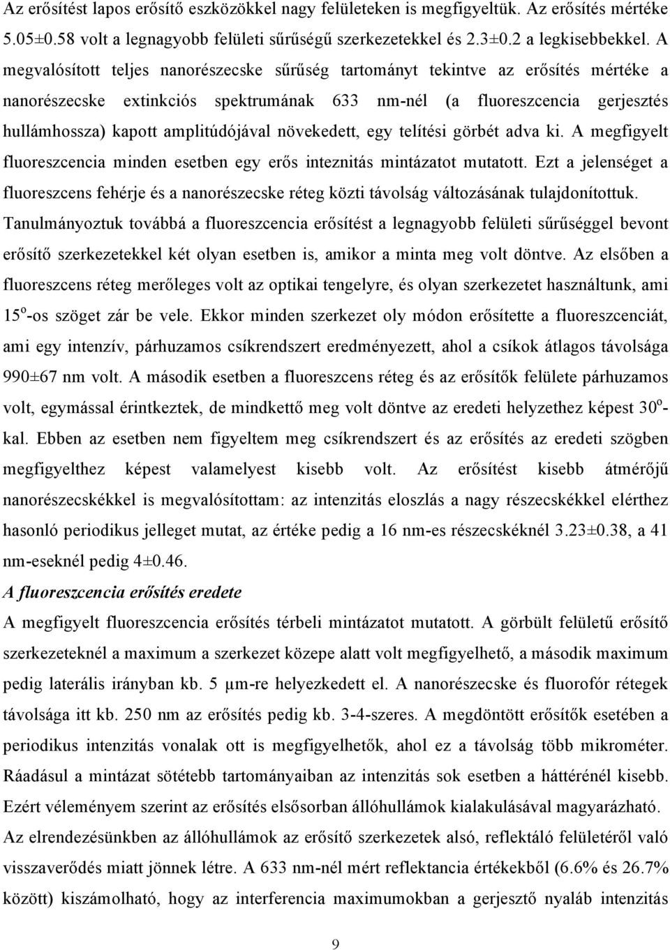 amplitúdójával növekedett, egy telítési görbét adva ki. A megfigyelt fluoreszcencia minden esetben egy erős inteznitás mintázatot mutatott.